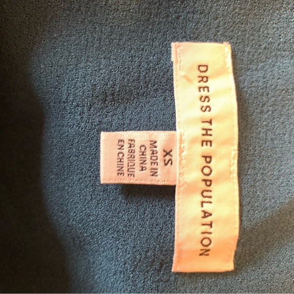 DRESS THE POPULATION Tiffany One-Shoulder Midi Dress in Peacock Blue X-Small - Picture 5 of 6